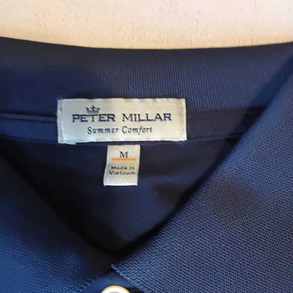 Peter Millar Summer Comfort Medium navy blue polo Embark Logo Short Sleeve - Picture 8 of 12